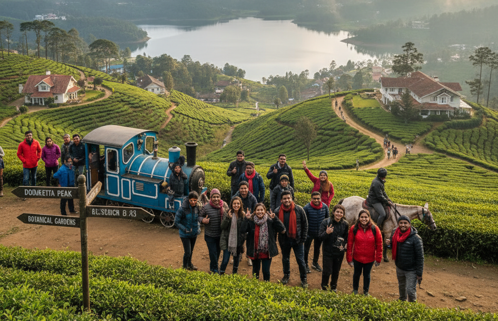 Tourists enjoying Ooty hill station trip – Ooty tour packages from Hyderabad
