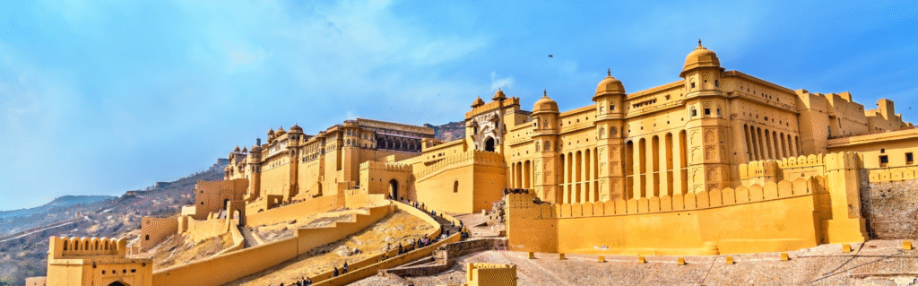 Amber Fort Jaipur view during a Rajasthan Trip showcasing royal architecture